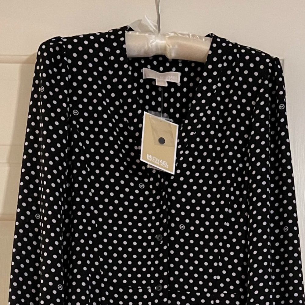 Michael Kors Polka Dot Midi Shirtdress